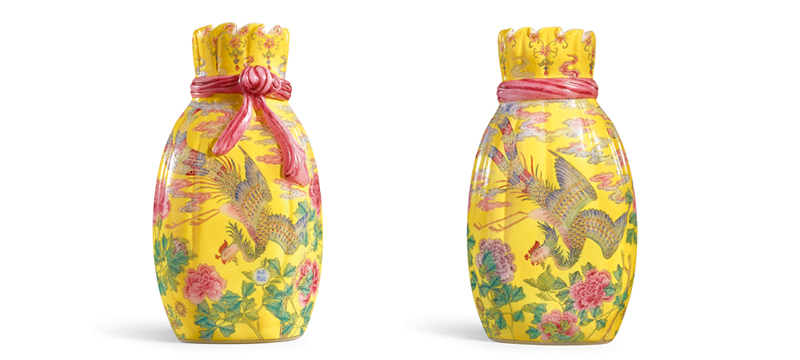 有凤来仪:乾隆款玻璃胎画珐琅凤舞牡丹袱系瓶| 中國藝術品| Sotheby's