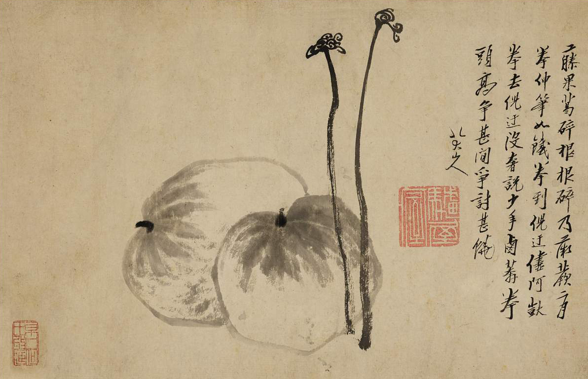 紙本著色瓜虫図〈呂敬甫筆／自賛がある〉 文化遺産オンライン 【伝来