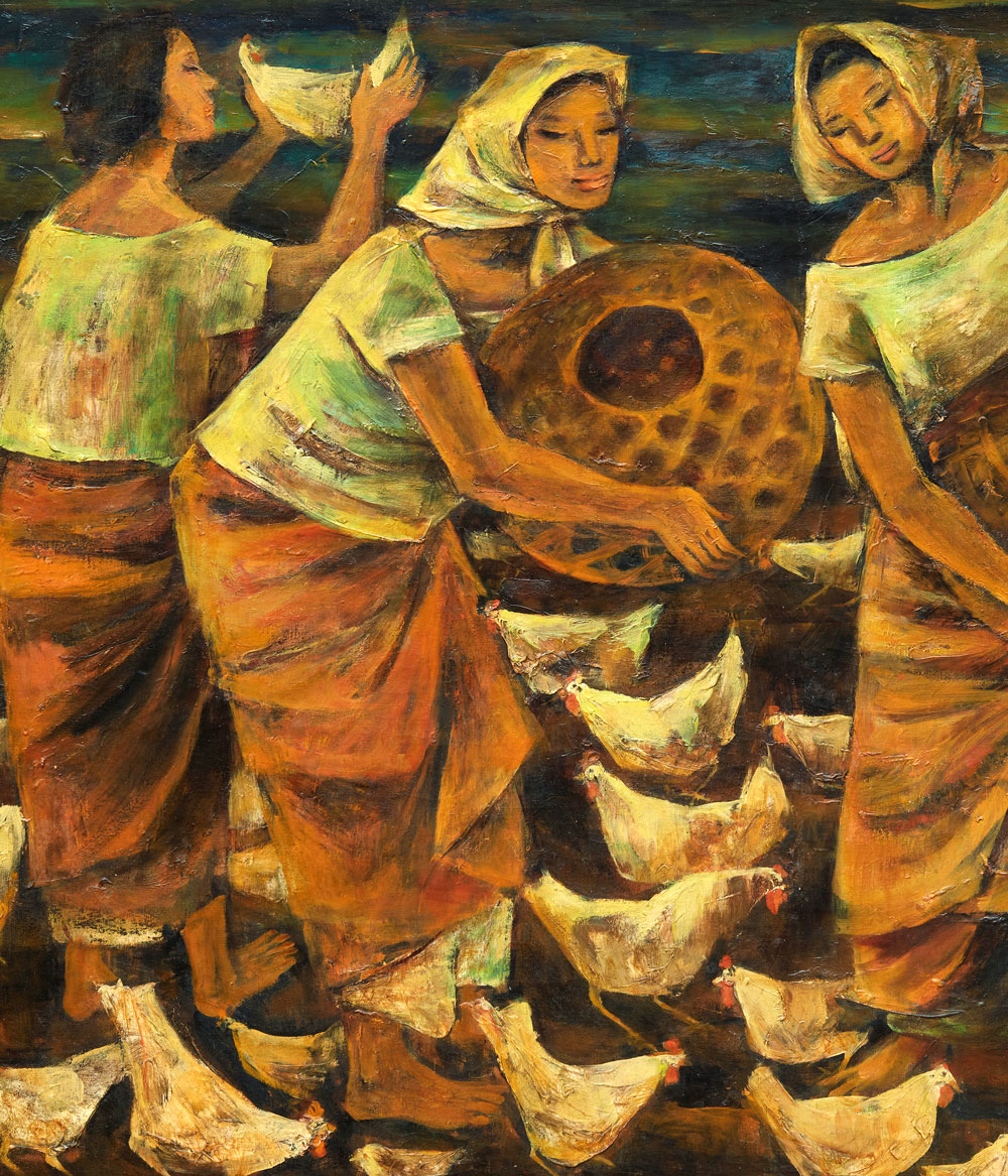 Anita Magsaysay-Ho フィリピン人アーティストのプレート作品 Anita Magsaysay-Ho | Fruit Vendors | 1960 | Painting Poster | Wall