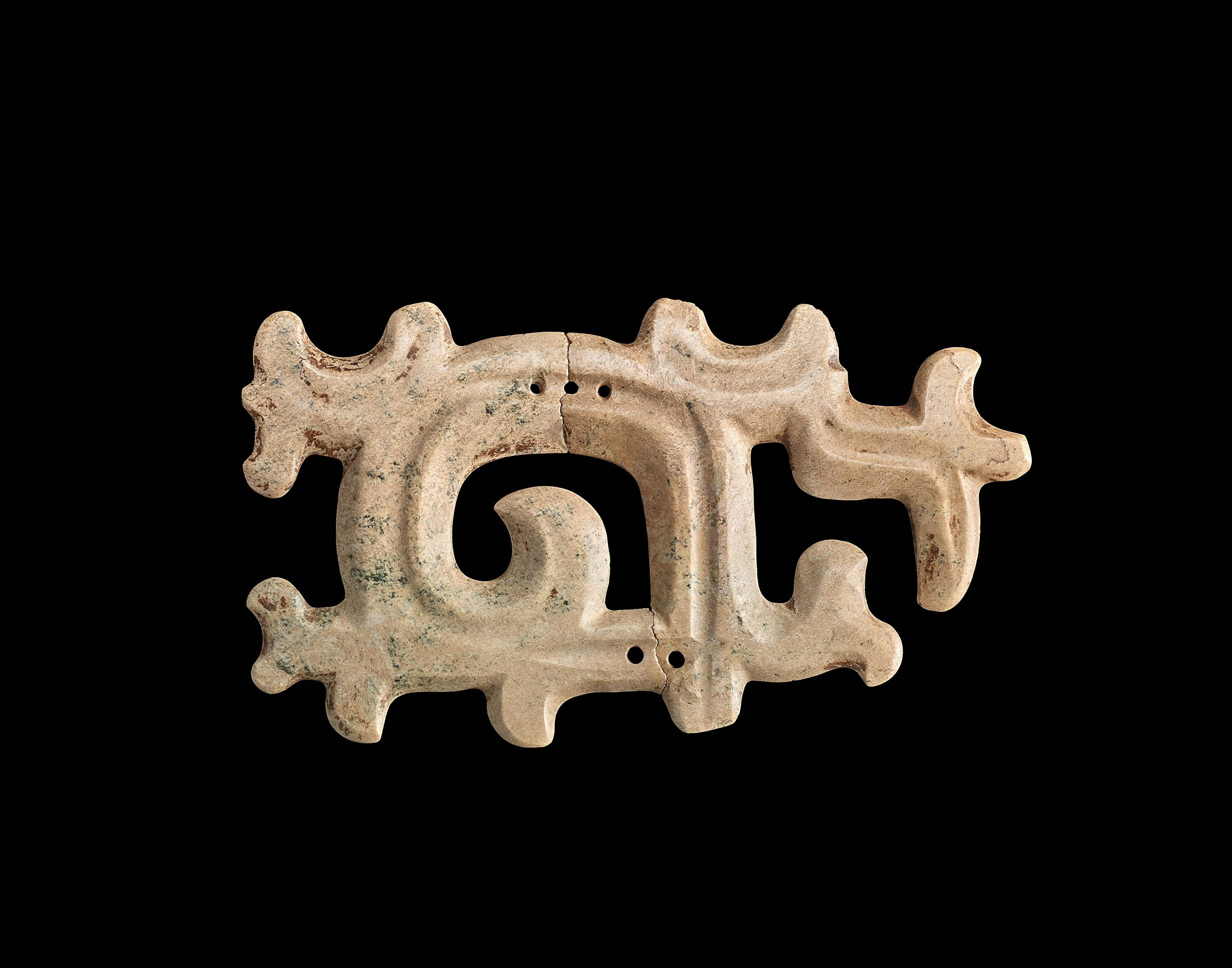 Collier Ancien En Jade Chinois Zhou, Perles Gris Blanc, Rare Et Authentique