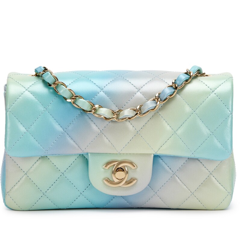 トートバッグ × ヴィンテージ(中古) Chanel Rainbow Top Handle Chain Bag Chanel Rainbow Logo Quilted Textile Tote Gold Hardware, 2021