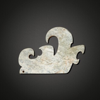 View 1 of Lot 520: An archaic jade 'scroll' plaque, Zhou dynasty | 周 玉飾