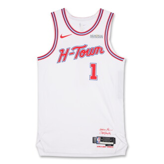 View 1 of Lot 8: Amen Thompson Houston Rockets 2025-2026 Game Worn City Edition Jersey | Matched to 4 Games | 2 Double-Doubles | 4 Steals