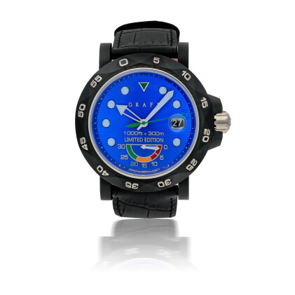 Catalog image of graff | 'cyprus' scubagraff, ref sg47dlcwg, limited edition black titanium wris…