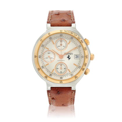 Catalog image of Yellow gold and stainless steel cronograph wristwatch with date circa 1990 (Cro…