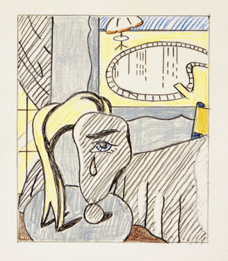 View 1 of Lot 16: Interior with Swimming Pool Painting (Study)
