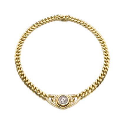 Catalog image of Bulgari | Collier or, diamants et rubis, "Monete | Gold, diamond and ruby neckl…