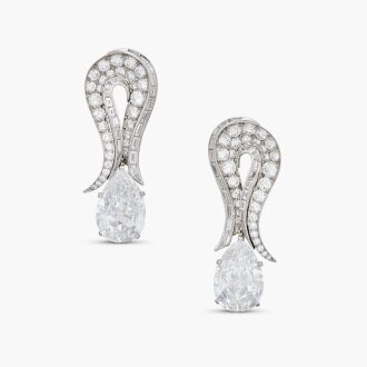View 1 of Lot 1659: Pair of Diamond Earrings | 寶格麗 | 5.61及5.48克拉 梨形 D色 鑽石 耳環一對