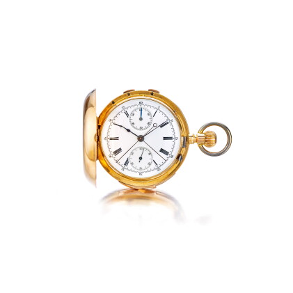 Catalog image of louis audemars | a pink gold hunting cased minute repeating split second chrono…