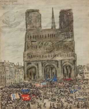 View 1 of Lot 511: Notre Dame de Paris (recto); A Parisian Boulevard (verso): A Double-Sided Work