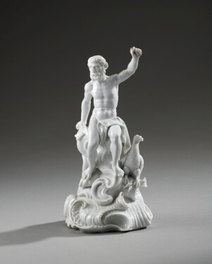 View 1 of Lot 326: A Cozzi white porcelain figure of Jupiter, circa 1775