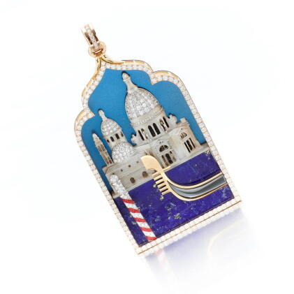 Catalog image of Lapis lazuli, enamel and diamond pendant (Pendente in lapislazuli, smalto e diamanti)