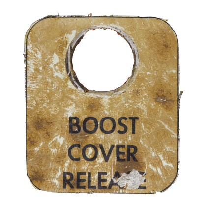 [APOLLO 11]. FLOWN COMMAND MODULE "COLUMBIA" BOOST COVER RELEASE LABEL