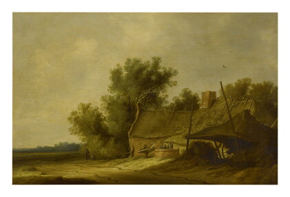 Catalog image of attributed to pieter de neyn | a wooded landscape with a cottage and figures in…