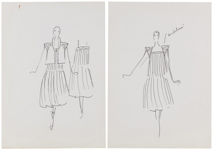 Catalog image of Two original sketches for fashion, in the 80's | Deux croquis de mode originaux…