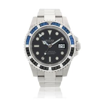 View 1 of Lot 42: Reference 116749 GMT-Master II, A white gold, sapphire and diamond-set automatic dual time wristwatch with date and bracelet, Circa 2018