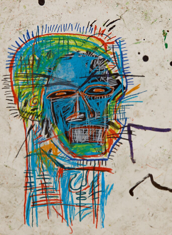 A Masterpiece Head On Paper By Jean Michel Basquiat To Highlight