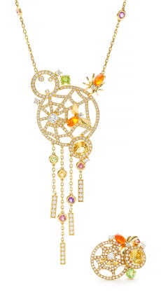 Catalog image of gem set and diamond demi-parure, 'attrape moi' | chaumet