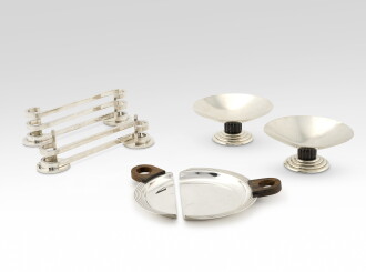 View 1 of Lot 392: Pair of Candleholders and Footed Cups