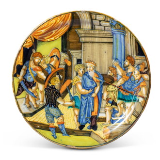 View 1 of Lot 11: Le Peintre Lu Ur (‘L’), probablement lustré dans l'atelier du Maetro Giorgio à Gubbio, Urbino, signé et datée en 1533