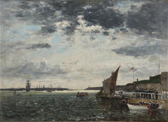 View 1 of Lot 129: Brest. Débarquement des marins dans la rade