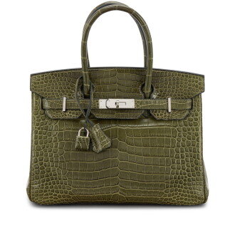 View 1 of Lot 552: Vert Veronese Matte Porosus Crocodile Birkin 30 Palladium Hardware, 2012