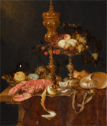 Catalog image of A still life with a lobster, a gilt cup, a tazza, a shell, a Wan-Li bowl and a …