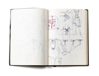 View 1 of Lot 1017: Set of four scrapbooks with fashion sketches, circa 2000 | Ensemble de quatre carnets de croquis de mode, vers 2000