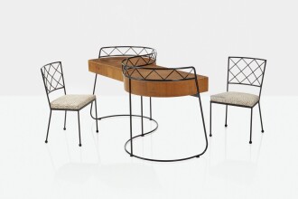 View 1 of Lot 155: "Croisillon" Desk and Pair of Side Chairs