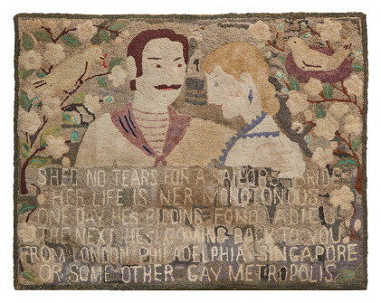 Catalog image of American Figural Hooked Rug, Design attributed to James and Mercedes Hutchinson…