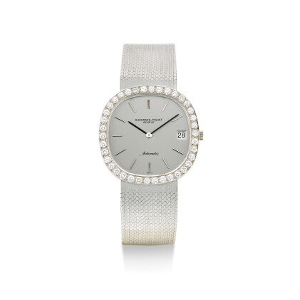 Catalog image of audemars piguet | a white gold and diamond-set bracelet watch with date, circa 1970