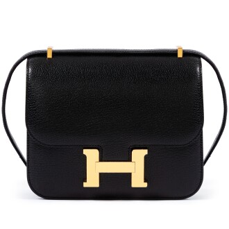 View 1 of Lot 377: Black Chèvre Mysore Mini Constance 18 Gold Hardware, 2025