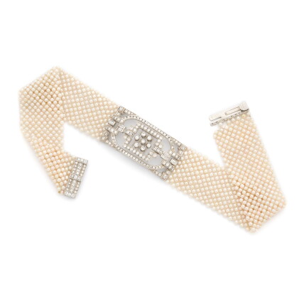 Catalog image of Cartier | Collier ras-du-cou perles semence et diamants | Seed pearl and diamon…