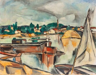 View 1 of Lot 103: Petit voilier et péniche sur la Seine à Chatou