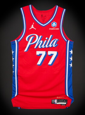 View 1 of Lot 9: VJ Edgecombe 'Rookie Year' Philadelphia 76ers 2025-2026 Emirates NBA Cup Game Worn Statement Edition Jersey