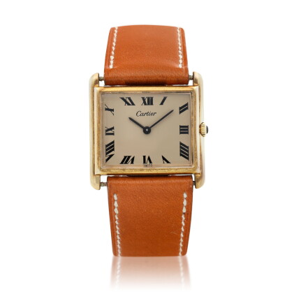 Catalog image of A gold plated rectangular wristwatch, Circa 1990