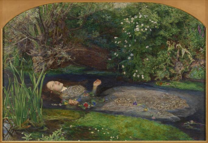 Ophelia 1851-2 by Pre-Raphaelite artist Sir John Everett Millais, 1829-1896