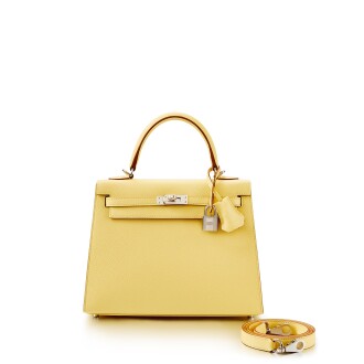 View 1 of Lot 1015: Jaune Poussin Epsom Kelly 25 Sellier Palladium Hardware, 2021 