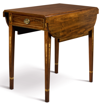 Catalog image of fine federal inlaid and figured mahogany pembroke table, attributed to william …