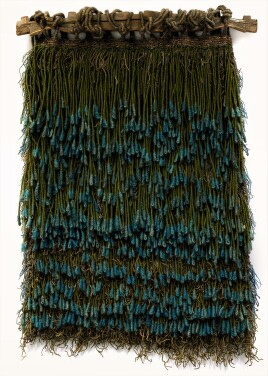 View 1 of Lot 46: Muro tejido con flores azules