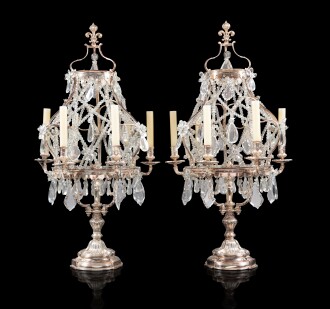 View 1 of Lot 529: A pair of Louis XV six-light girandoles, circa 1730