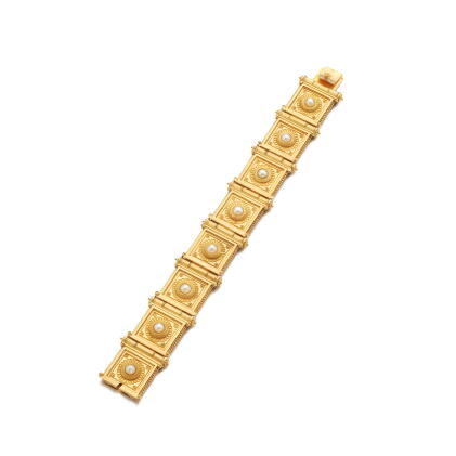 Catalog image of Gold and pearl bracelet, circa 1870