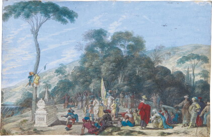Catalog image of johann wilhelm baur | figures before a tomb, within a landscape