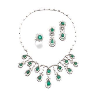 View 1 of Lot 916: Emerald and diamond parure, 1960s