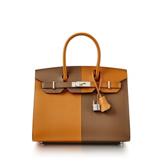 View 1 of Lot 1020: Etoupe and Sesame Epsom Casaque Sellier Birkin 30 Palladium Hardware, 2021 