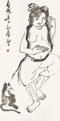 Catalog image of Ding Yanyong 丁衍庸 | Liuhai, his Toad and his Cat 劉海與貓