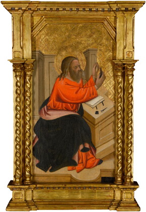 Catalog image of an evangelist sharpening his quill