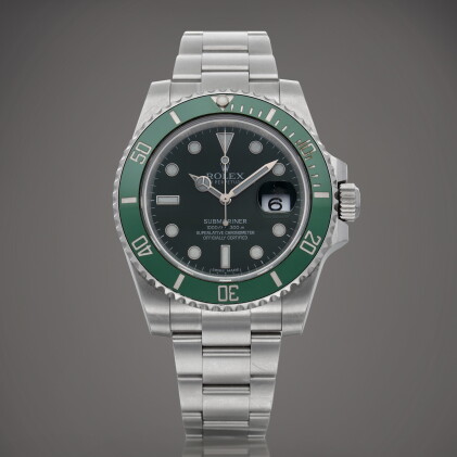 Catalog image of Submariner 'Hulk', Reference 116610LV A stainless steel wristwatch with date an…