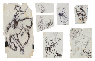 View 1 of Lot 431: Untitled (Seven Drawings of a Horse and Rider)