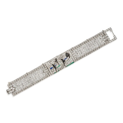 Catalog image of Sapphire, Emerald, Onyx and Diamond Bracelet